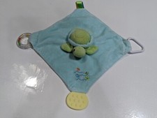 Stephan Baby Turtle Green Lovey Security Baby Blanket Rattle Teether Active