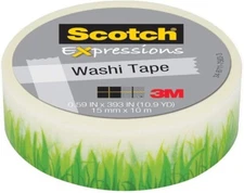 Scotch Expressions Washi Tape Green Grass, 0.59"x393" (10.91 yds) C314-P64 New