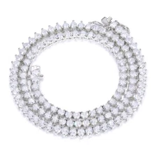 Women's 1 Row 4mm Heart Shape Cut Cubic Zirconia Tennis Chain Bracelet 16-20''