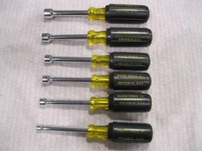 KLEIN TOOLS 630 Nut Driver Set 3" Hollow Shaft Cushion Grip 6 Piece  USA mint