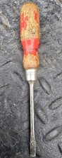 Vintage ANDROCK Slotted Screwdriver Wood Handle Red Stripe Made in USA Flathead