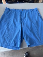 Adidas Ultimate 3 Stripe Golf Shorts Men 42 Blue Flat Front Stretch Performance