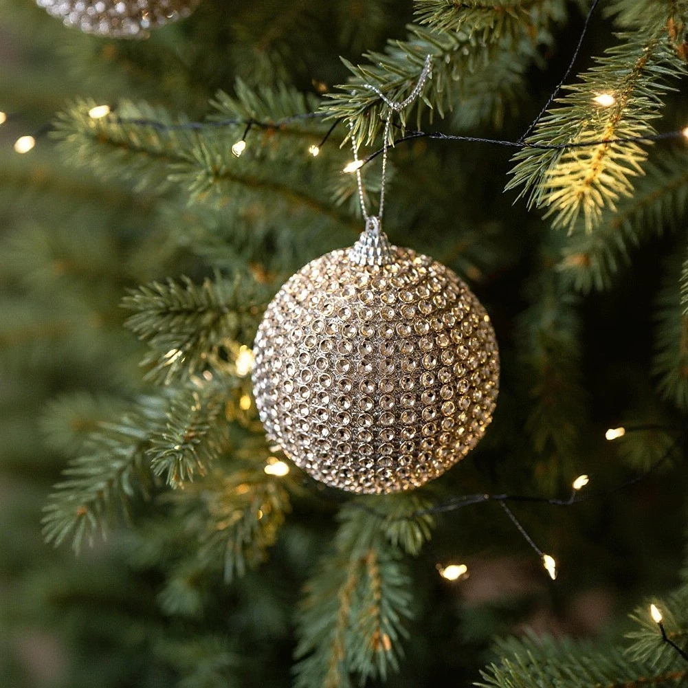 40Pcs Albero di Natale Baubles Rosso Verde Glitter Palline di Natale