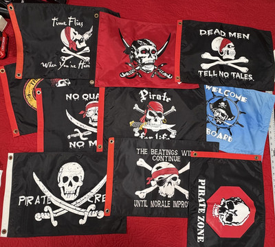 10 Pirate Flags 12x18 Jolly Roger Double-Side Boat Halloween Brass Grommet Biker