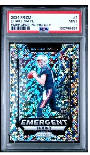 🔥 2024 PRIZM DRAKE MAYE EMERGENT-NO HUDDLE Patriots PSA 9