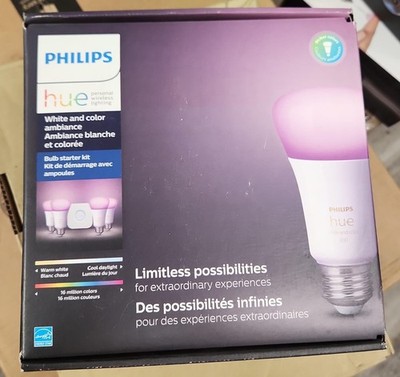 Philips Hue White and Color Ambiance LED Smart Bulb Starter Kit 4pk  New