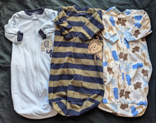 Carter's 0-9 month/ One Size Fleece Sleeper Sacks, Boys Lot of 3, Pre-owned