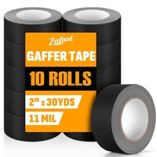 Gaffers Tape 10 Pack, Black Gaff Tape 2" x 30 Yards 11 Mil , Professional Gr...