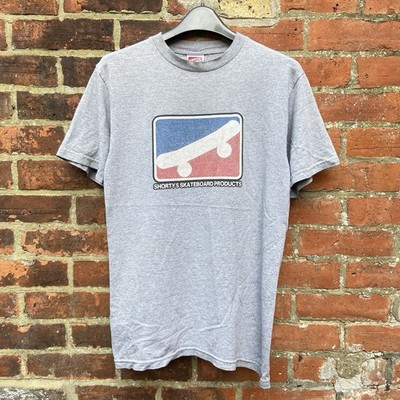 90s Shortys Skateboards T-Shirt Herren Medium Grey Classic Logo Skater USA Vintage
