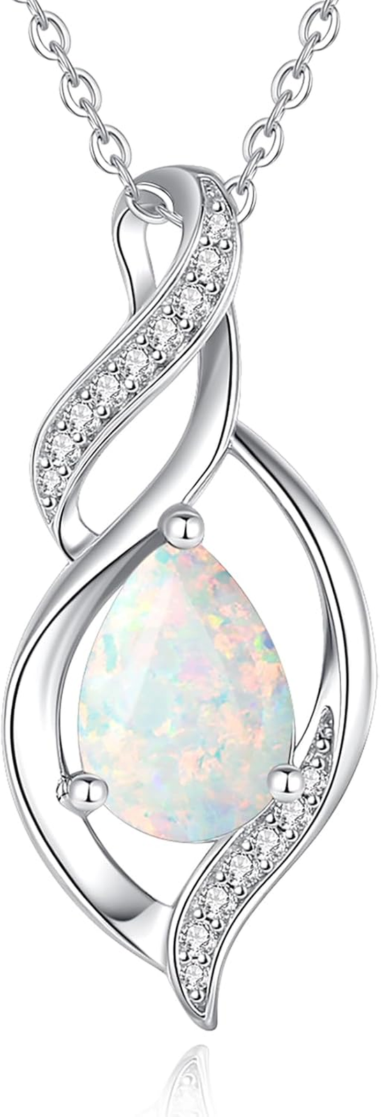 Birthstone Necklace for Women Teardrop Necklace S925 Sterling Silver Infinity Lo