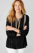 J. Jill - L(16/18) - Very Pretty Embellished Crinkled Peasant Top