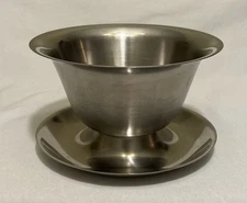 Vollrath #6206 Stainless Steel Gravy Bowl W/Attached Under Plate VINTAGE EUC