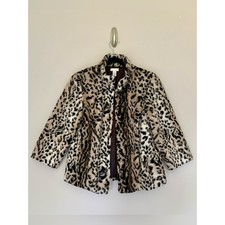 Chico's Faux Fur Leopard Animal Print Swing Jacket - 0 Women's Size 4 
