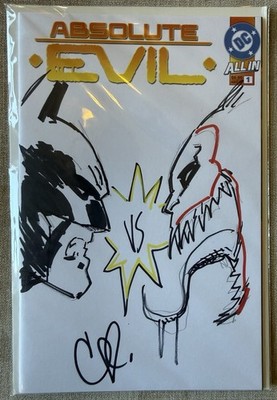 Absolute Evil #1 Bats v Joker Sketch by Clay Mann Signed w/ COA NM+ *CGC Worthy*