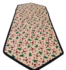 Table Topper Reversible Christmas Santa Sunflowers Hand Made Quilted 37  X15  
