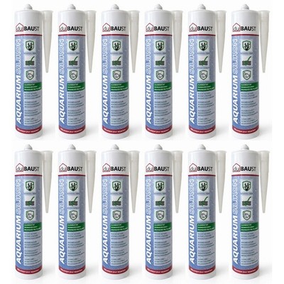 12x duBAUST SAQ24 Aquarium Silikon Terrarium Glasbau Dichtstoff 310ml - 2 Farben