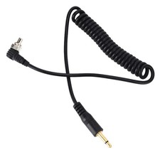 2pcs Universal 3.5mm to Male Flash PC Sync Cable Coiled Cord with Screw Lock