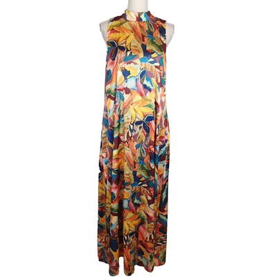 nicole miller maxi dress Multicolor Striped Strappy Racerback Stretch Large L this Nicole Miller maxi slip dress features a playful cherry print on elegantly crafted satin NWT Nicole Miller NY Abstract
