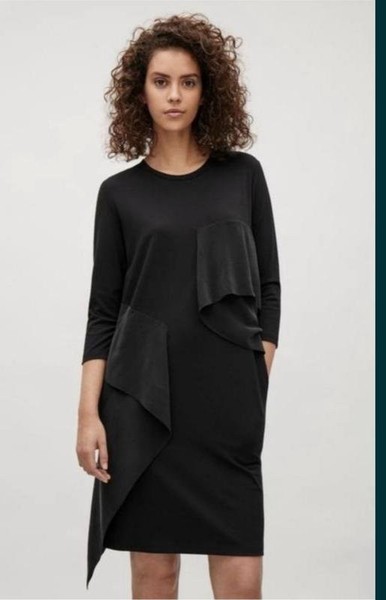 Women Cos Dress Black Silk 38 / M / 46