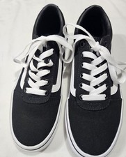 Vans Ward Athletic Skateboard Sneakers Women's Black White Canvas-6.5--FREE SHIP