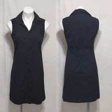 Zara Woman Soft Black A-Line Sleeveless Button Down Casual Work Dress Medium