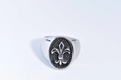 Vintage Gothic Silver Stainless Steel Fleur De Lis Mens Ring
