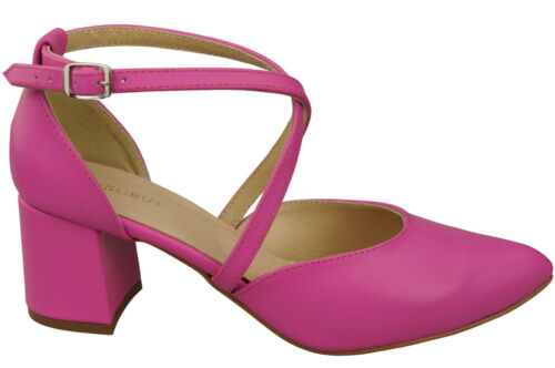 Elegantes sandalias de cuero con lado abierto en tacón estable 218 - Imagen 58 de 113