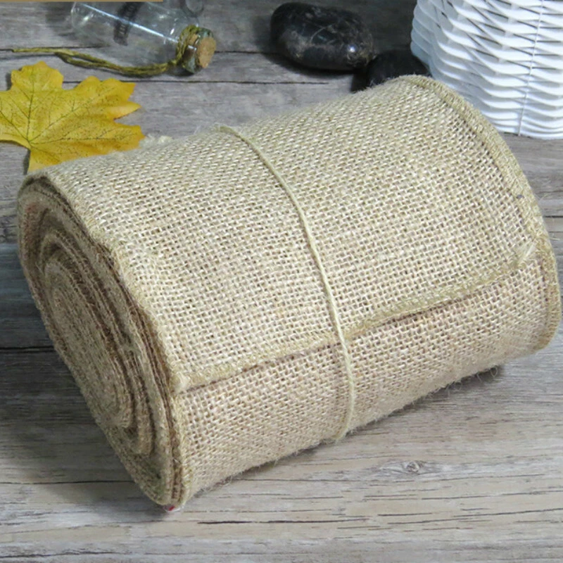 DIY Natural Jute Fabric Ribbon Plain Flax Linen Burlap Eco Material Craft ribbon - Image 3 of 4