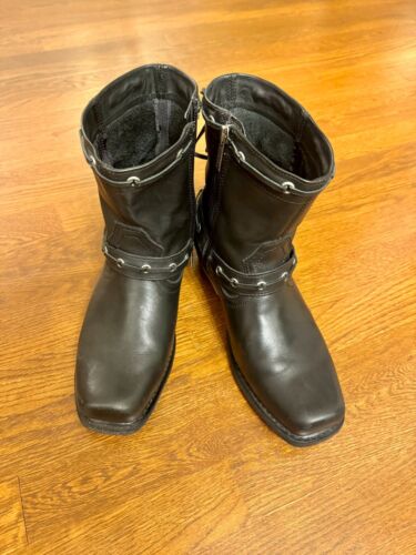 Harley Davidson Black Leather Square Toe Riding Boots Womens Size 11 - Picture 1 of 4