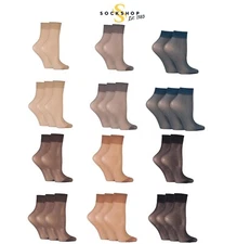Womens Ankle Highs 15 Denier Pop Socks Stockings Many Colours in 5 Pack SOCKSHOP