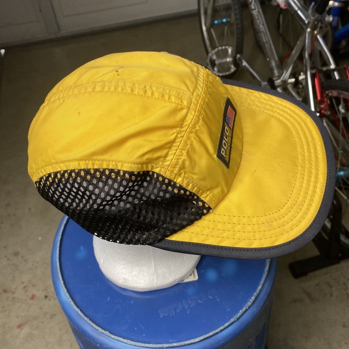 VINTAGE Ralph Lauren Polo Sport Mesh Nylon Yellow Cap Hat VINTAGE Ralph Lauren Polo Sport Mesh Nylon Yellow Cap Hat