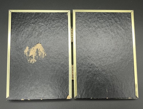 Vintage Double 3.5 x 5" Gold Metal Photo Picture Frame 1970's Decor Beaded Edge - Picture 3 of 6