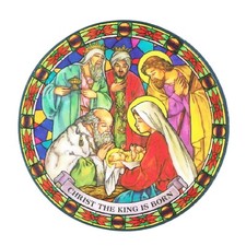 CHRISTMAS SUNCATCHER STAINED GLASS WINDOW STICKER REUSABLE RELIGIOUS GIFT