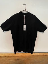 Rapha Men's ST Raphael Quarter Zip Cycling Jersey Men's XL S/S Knit Black