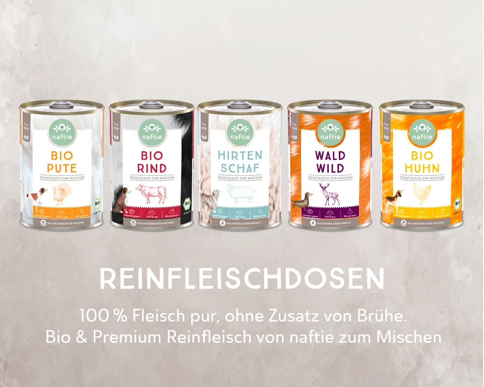 naftie Bio-Hundefutter 100% Bio Huhn, Nassfutter Reinfleisch für Hunde, 12x 400g - Bild 4 von 4