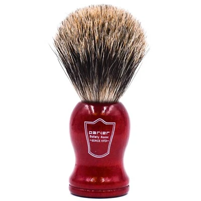 Parker Safety Razor 100% Pure Badger Shaving Brush Redwood Handle & Drip Stand