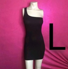 🆕Black Ribbed Off Shoulder Mini Bodycon Dress~Size L