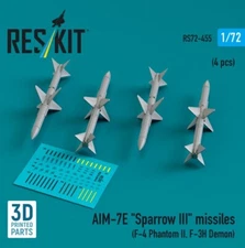AIM-7E "Sparrow III" missiles (F-4 Phantom II, F-3H Demon) 1/72 Reskit RS72-0455