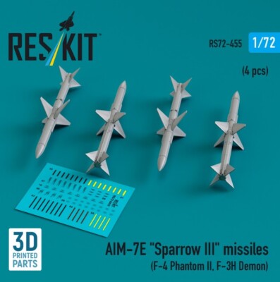 AIM-7E ''Sparrow III'' missiles (F-4 Phantom II, F-3H Demon) 1/72 Reskit RS72-0455