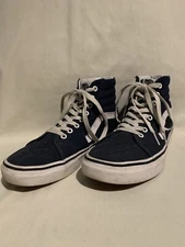 Vans Off the Wall Navy Blue High Top Skateboard Shoes Men's 8.5 Women's 10