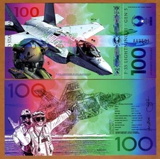 USA, $100 Private Issue Polymer, UNC F35 Fighter Jet, Air Force