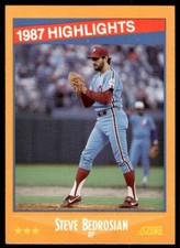 1988 Score Baseball Card Steve Bedrosian Philadelphia Phillies #656