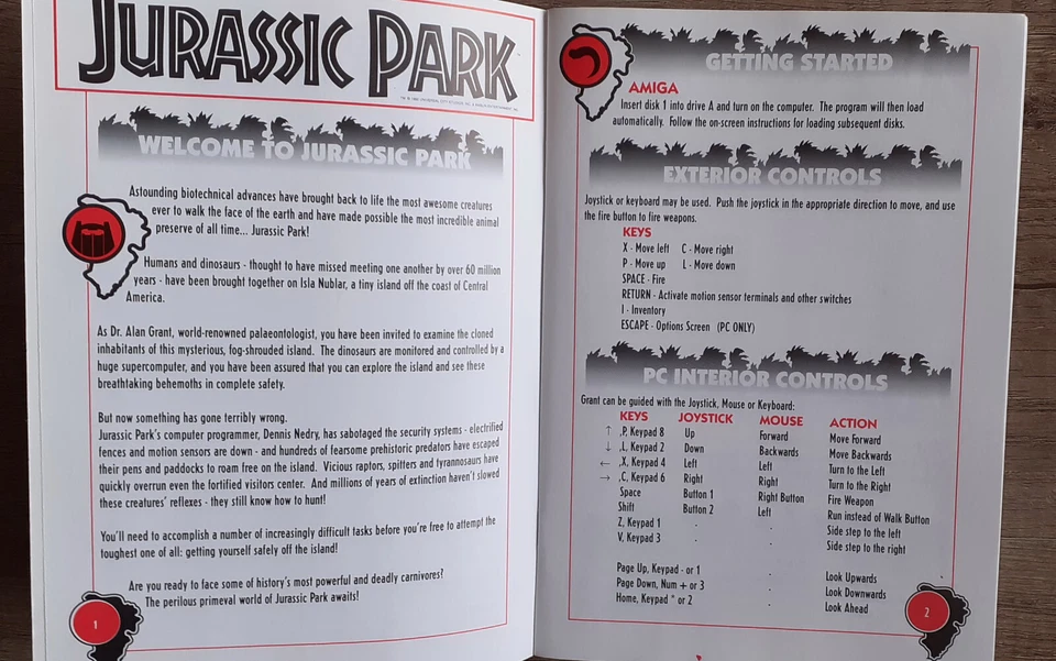 Jurassic Park Video Game Amiga & IBM PC Instruction Manual 1992 - Image 4 of 4