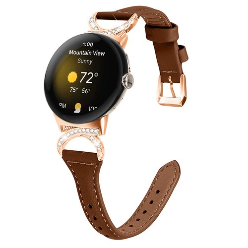 For Google Pixel Watch 1 2 Luxury Bling Rhinestones Bracelet Leather Band Strap - Picture 15 of 18