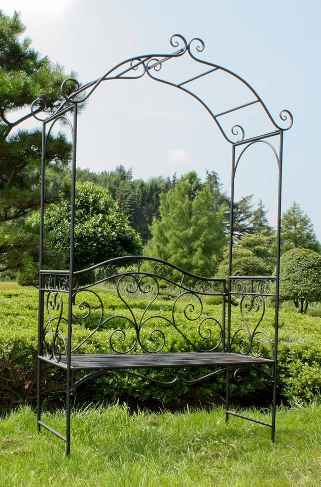 Metall Bank mit Rosenbogen - 2 Sitzer - Garten Park Sitzbank Rankhilfe Deko - Bild 2 von 2
