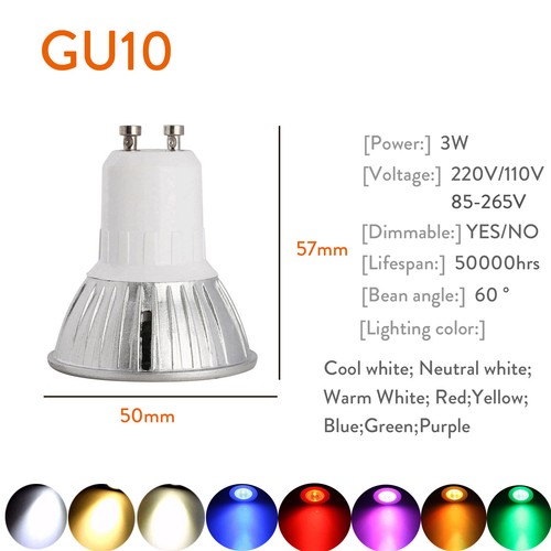 LED Spotlight Bulbs GU10 4000-4500K E27 Dimmable Bright Purple Green White - Picture 9 of 24