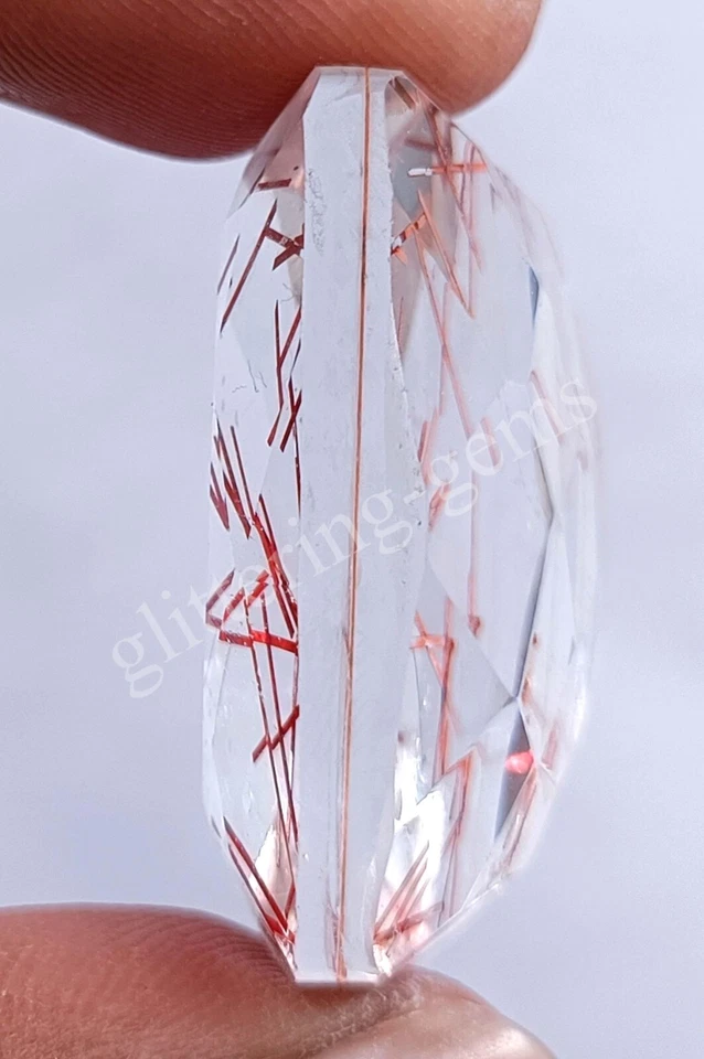 76.50 Ct Cushion Cut Red Rutilated Quartz Certified Transparent Loose Gems M25 - Image 4 of 4