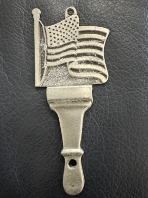 Vintage American Flag Camco Aged Decor Plaque Door Wall Silver Metal 5.5 inch