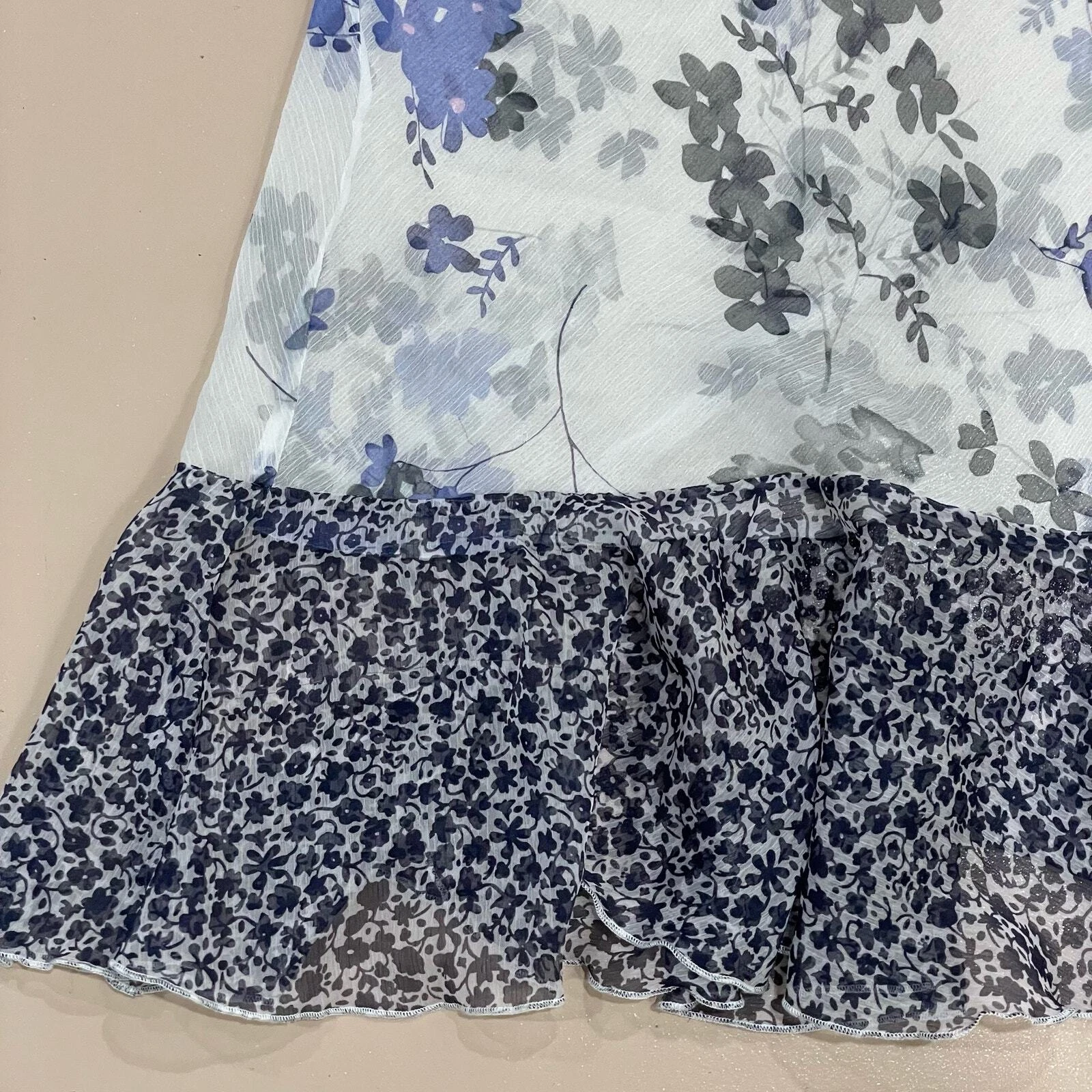 UNDERCOVER Abito top Victoria's Secret blu trasparente floreale Cami boho festa costiera L