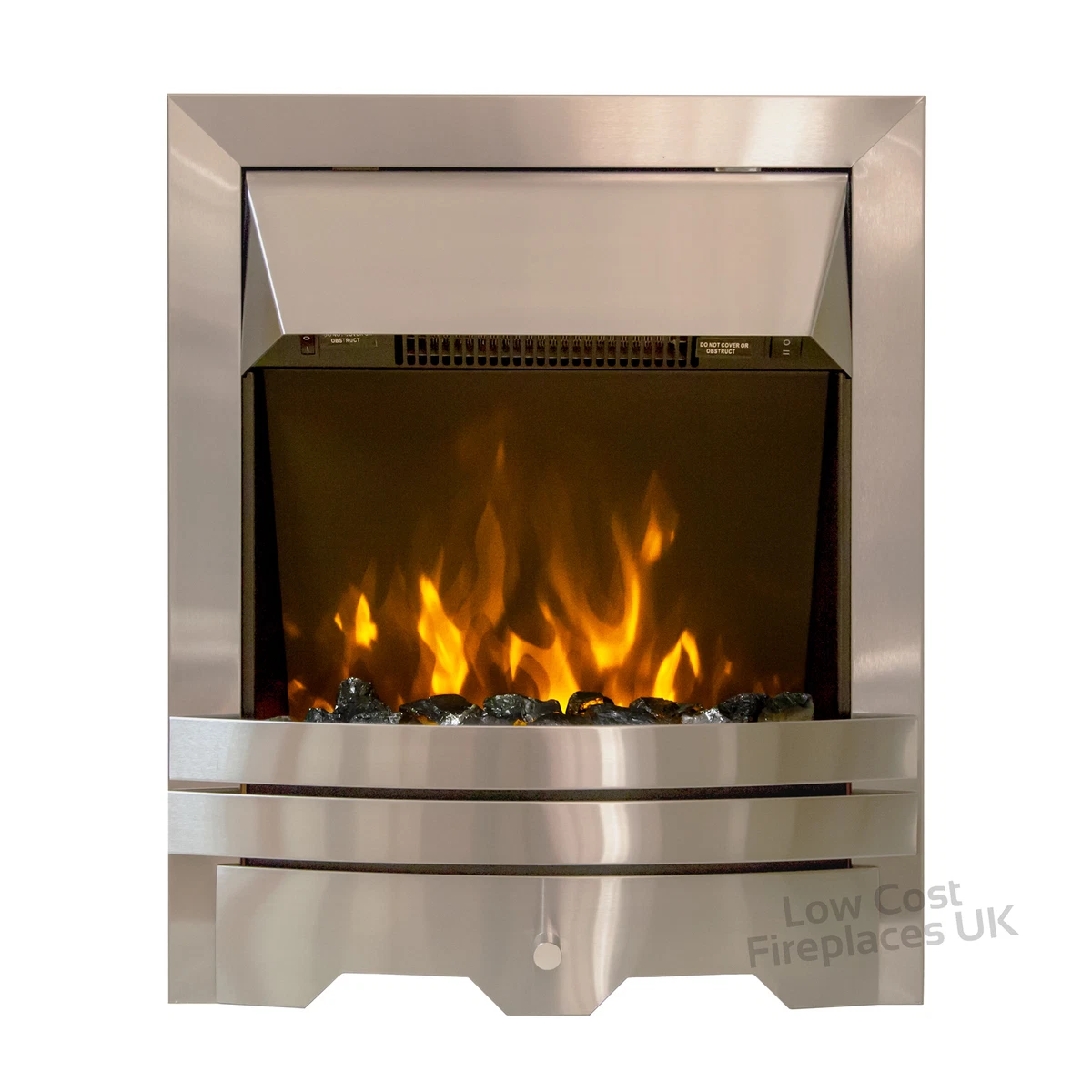 ELECTRIC MODERN SILVER REMOTE 2KW FLAME COAL PEBBLE INSERT FIREPLACE LED  FIRE | eBay